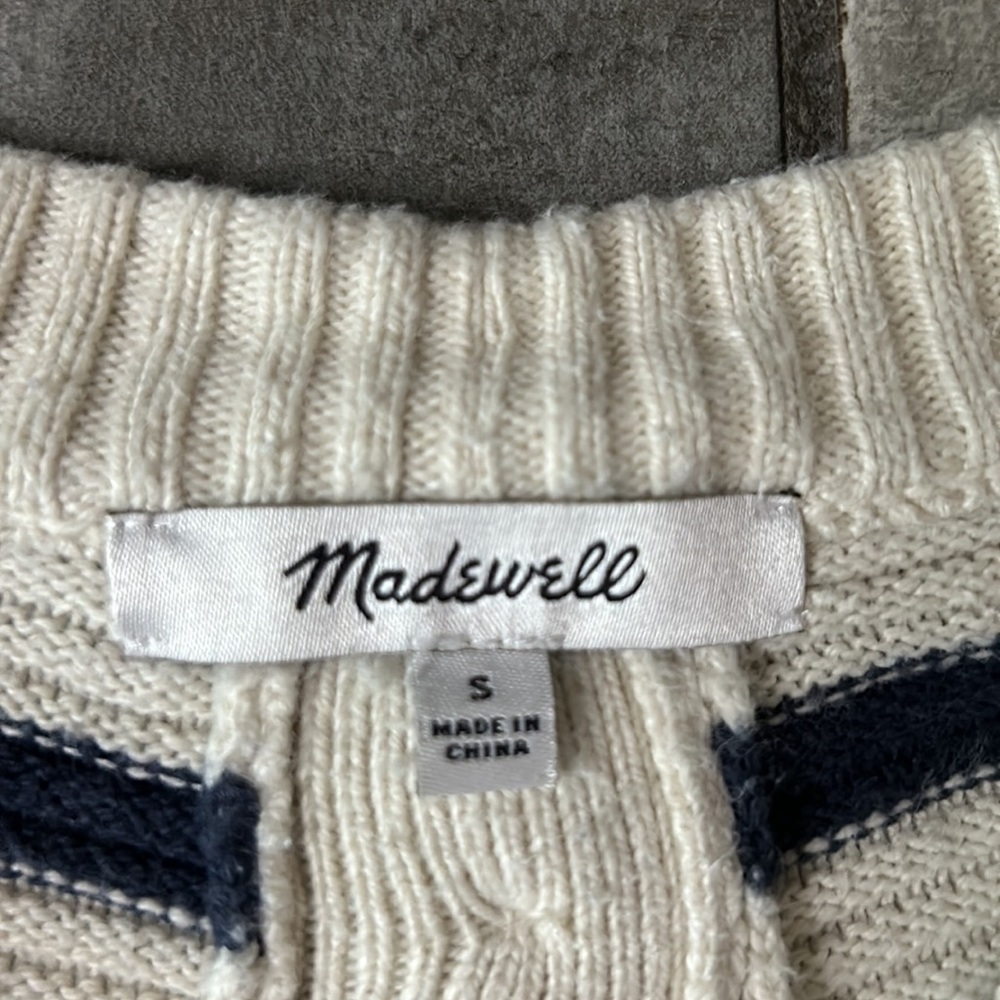 Madewell Stripe Button-Back Pullover Sweater Wome… - image 2
